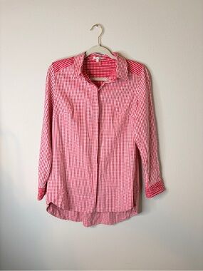 Tyler Boe Reverse Check Sherri Button Down‎ Shirt in Red Gingham Women's Sz 6